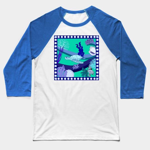 Underwater world Baseball T-Shirt by ElleNico Art & Design